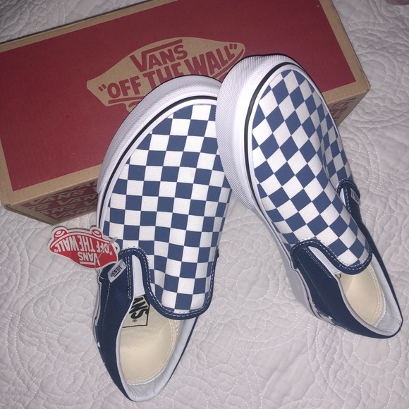 royal blue checkered vans